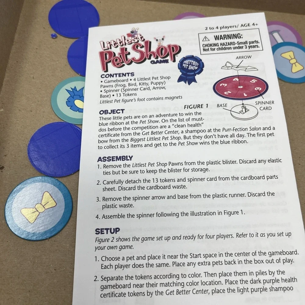Littlest Pet Shop Board Game Prettiest Pet Show Hasbro 2007 Complete With 7 Pets